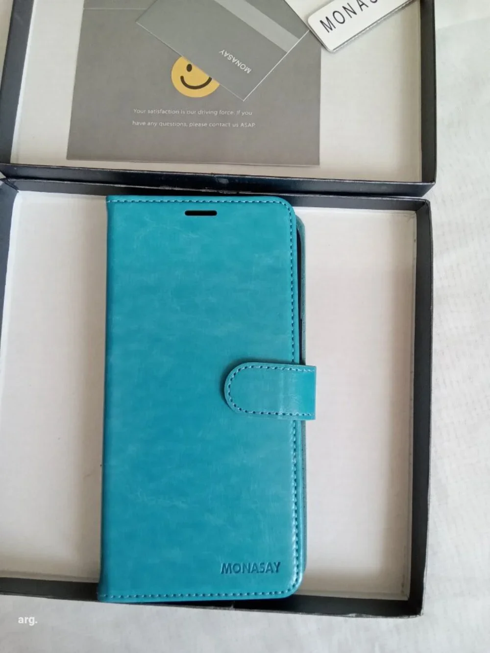 MONASAY Premium Leather Magnetic Flip Case iPhone 17– Turquoise (Brand New)